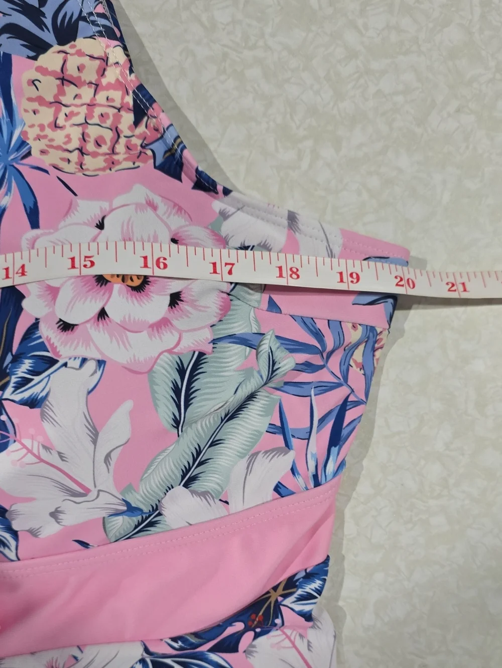 Pink Tropical Floral Swimdress with High-Waist Bikini Bottoms Size 4X Never Worn